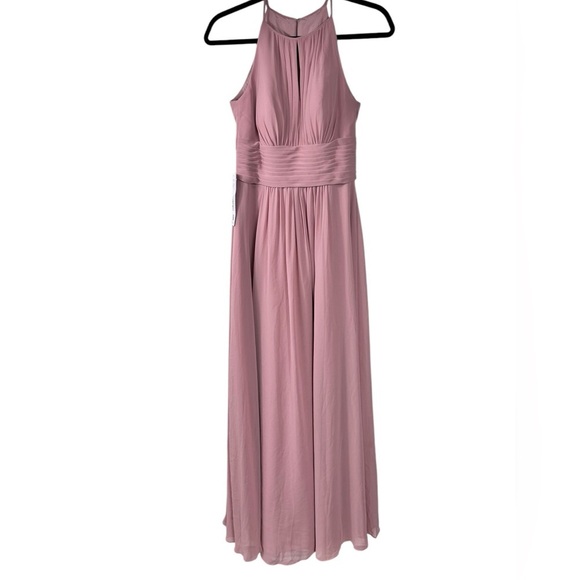 Azazie “Bonnie” chiffon A-line bridesmaid long dress, halter neckline, NEW PROM - Picture 3 of 12